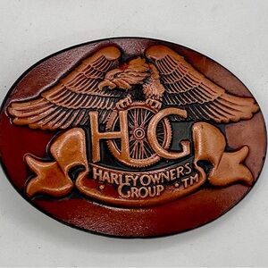 Harley Owners Group Leather leather belt buckle